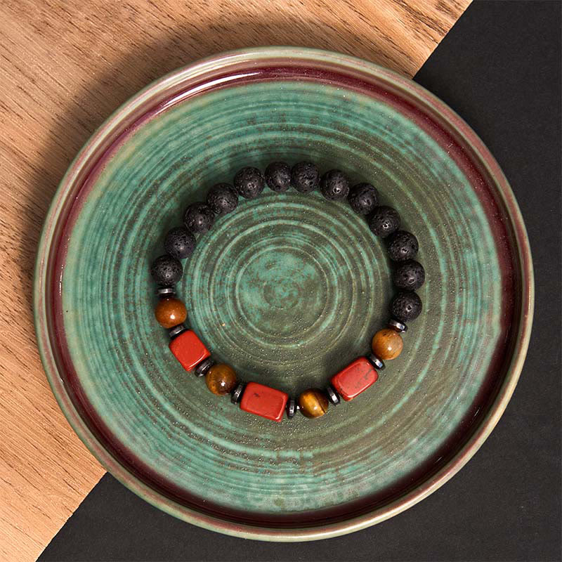 KarmaRipple's Various Crystals Lava Rock Calm Bracelet p35