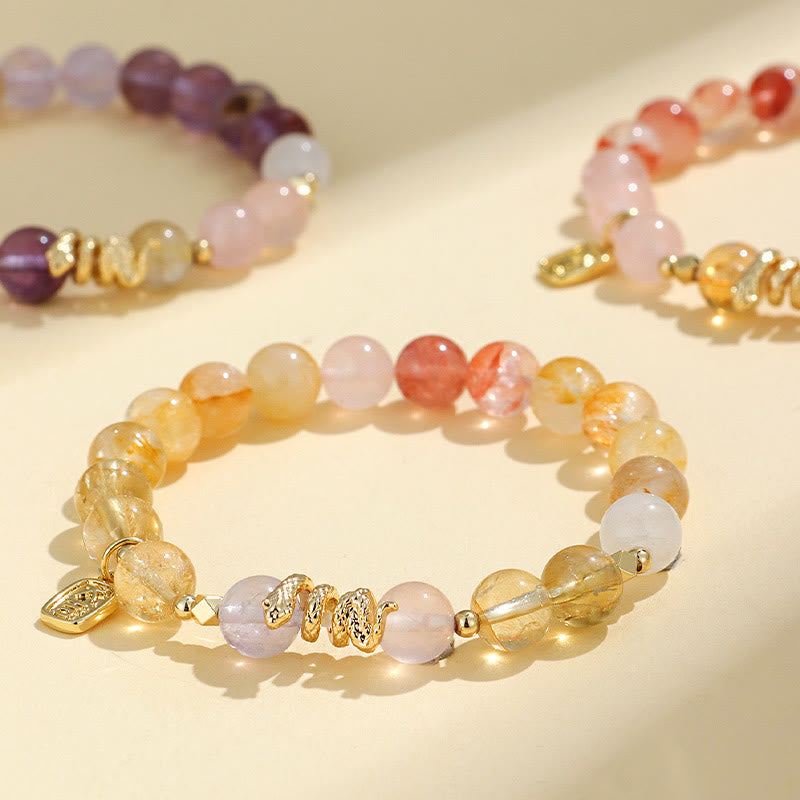 KarmaRipple's Various Gemstone Pink Gemstone Amethyst Year Of The Snake Fortunate Bracelet p8