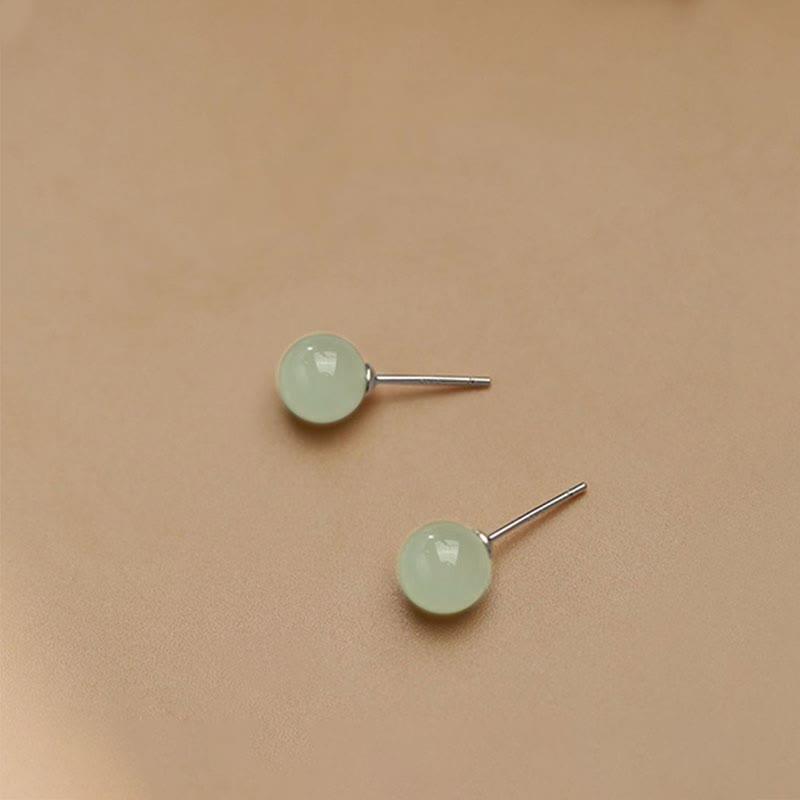 KarmaRipple's Round Jade Beaded Fortune Stud Earrings p5
