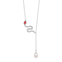 KarmaRipple's 925 Sterling Silver Pearl Year Of The Snake Blessing Pendant Necklace