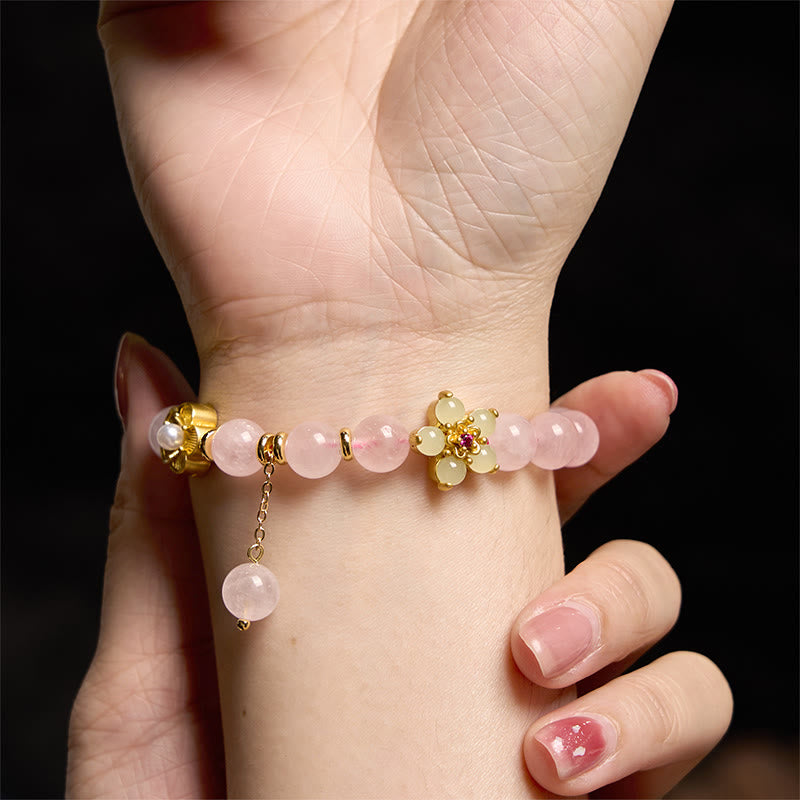 KarmaRipple's Pink Gemstone Citrine Flower Warmth Bracelet p8