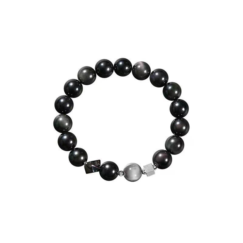 KarmaRipple's Black Obsidian Eagle's Eye Stone Gold Sheen Obsidian Tiger's Eye Strength Bracelet p6