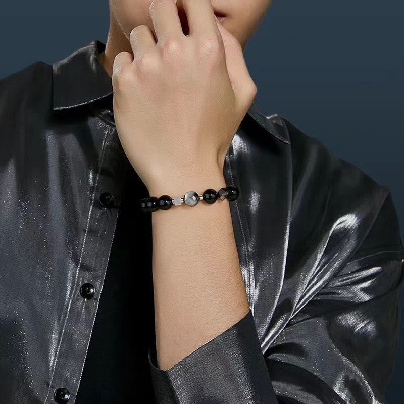 KarmaRipple's Black Obsidian Eagle's Eye Stone Gold Sheen Obsidian Tiger's Eye Strength Bracelet p5