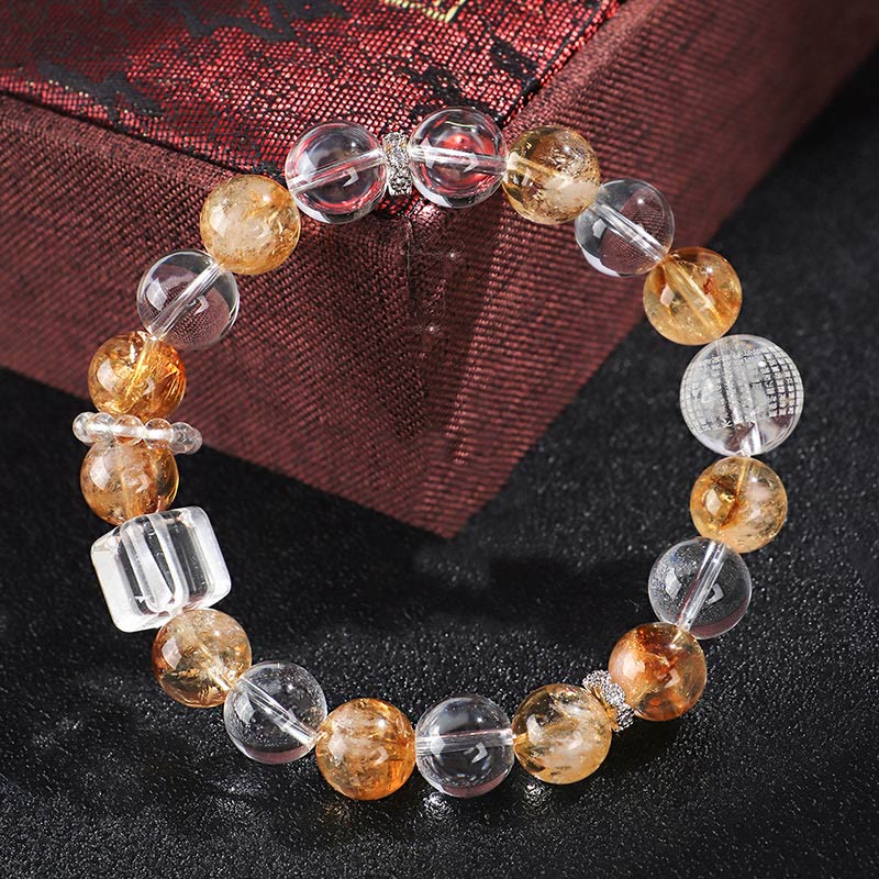 KarmaRipple's Authentic Citrine Pearl Topaz Ivory Gemstone Protection Bracelet p11