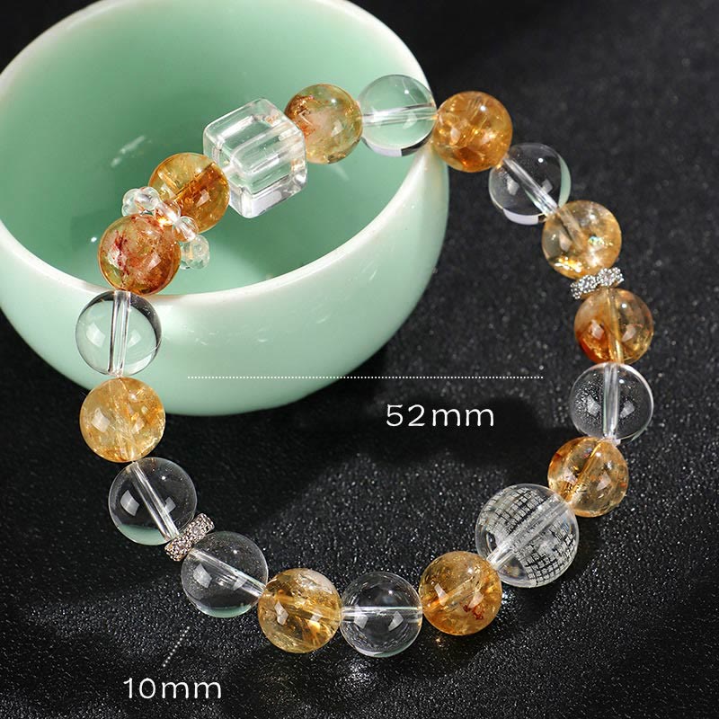 KarmaRipple's Authentic Citrine Pearl Topaz Ivory Gemstone Protection Bracelet p19