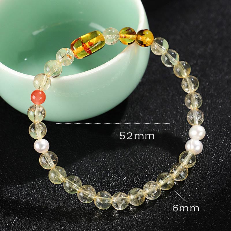 KarmaRipple's Authentic Citrine Pearl Topaz Ivory Gemstone Protection Bracelet p17