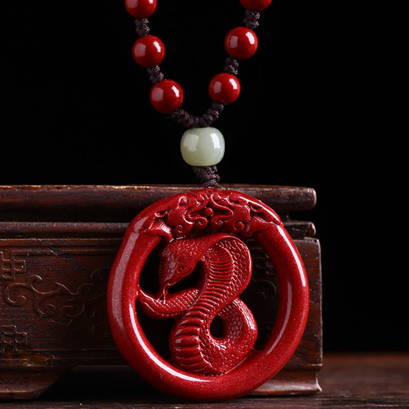 KarmaRipple's Chinese Zodiac Cinnabar Hetian Jade Peace Buckle Calm Pendant Necklace p38