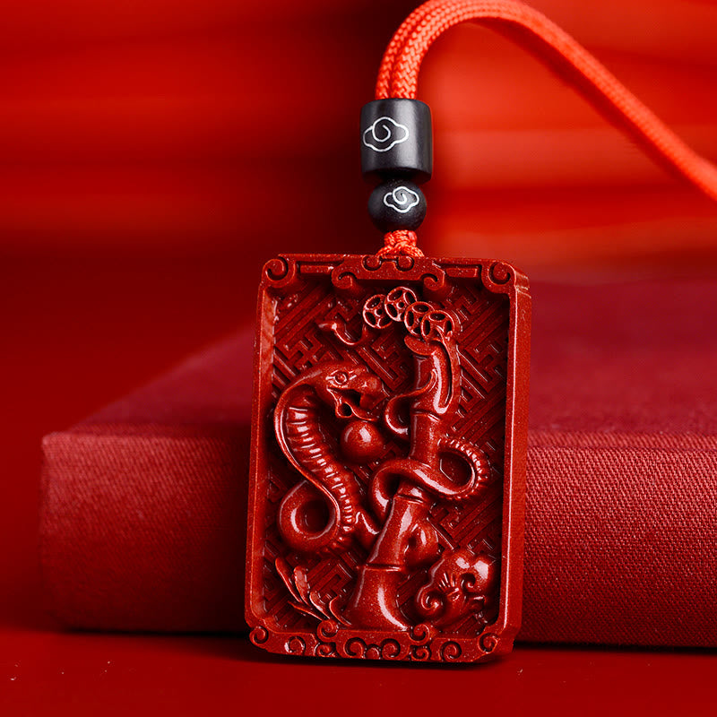 KarmaRipple's Chinese Zodiac Cinnabar Rectangle Calm Pendant Necklace p19