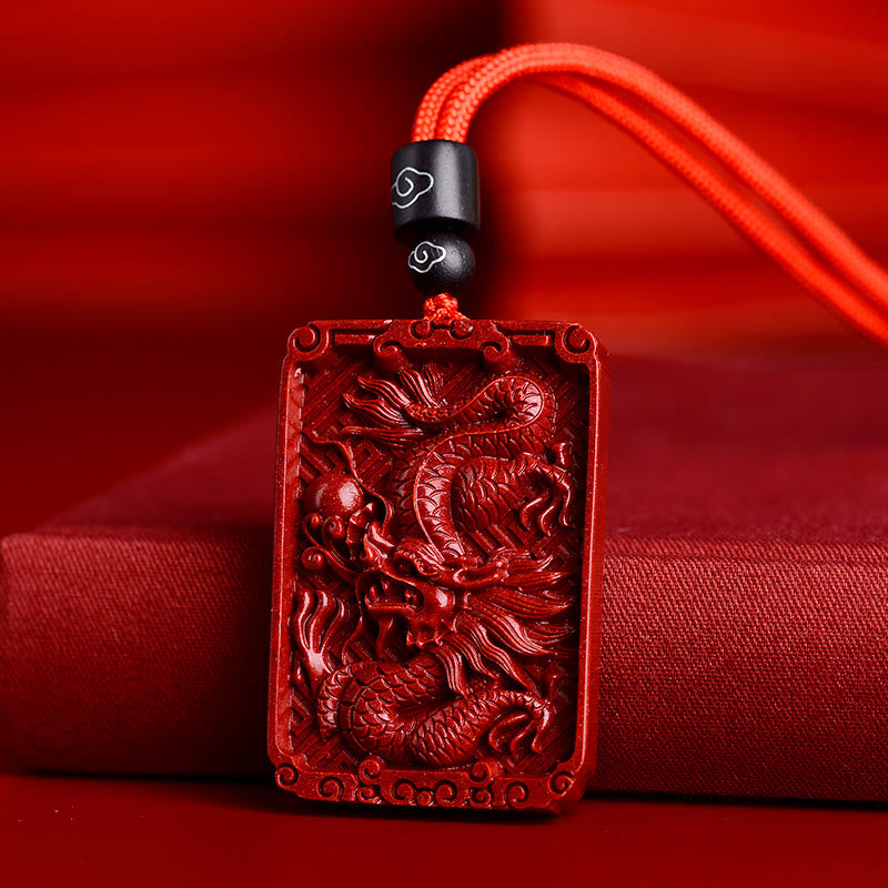KarmaRipple's Chinese Zodiac Cinnabar Rectangle Calm Pendant Necklace p24