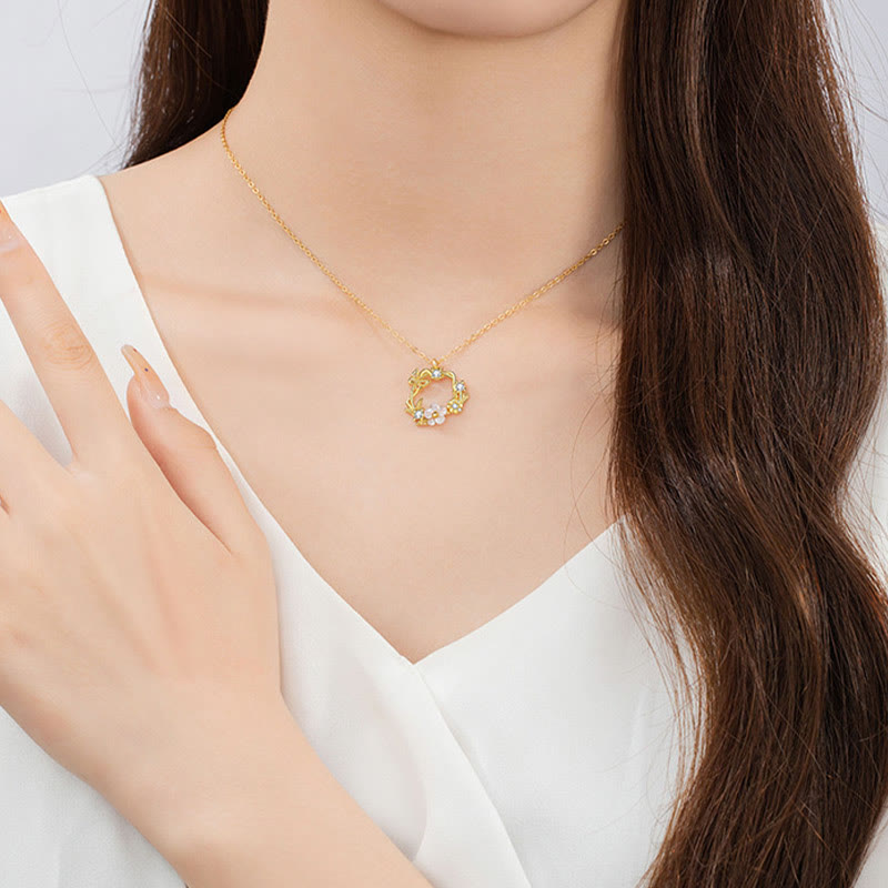 KarmaRipple's 925 Sterling Silver Cubic Zirconia Shell Butterfly Peach Blossom Blessing Pendant Necklace p8