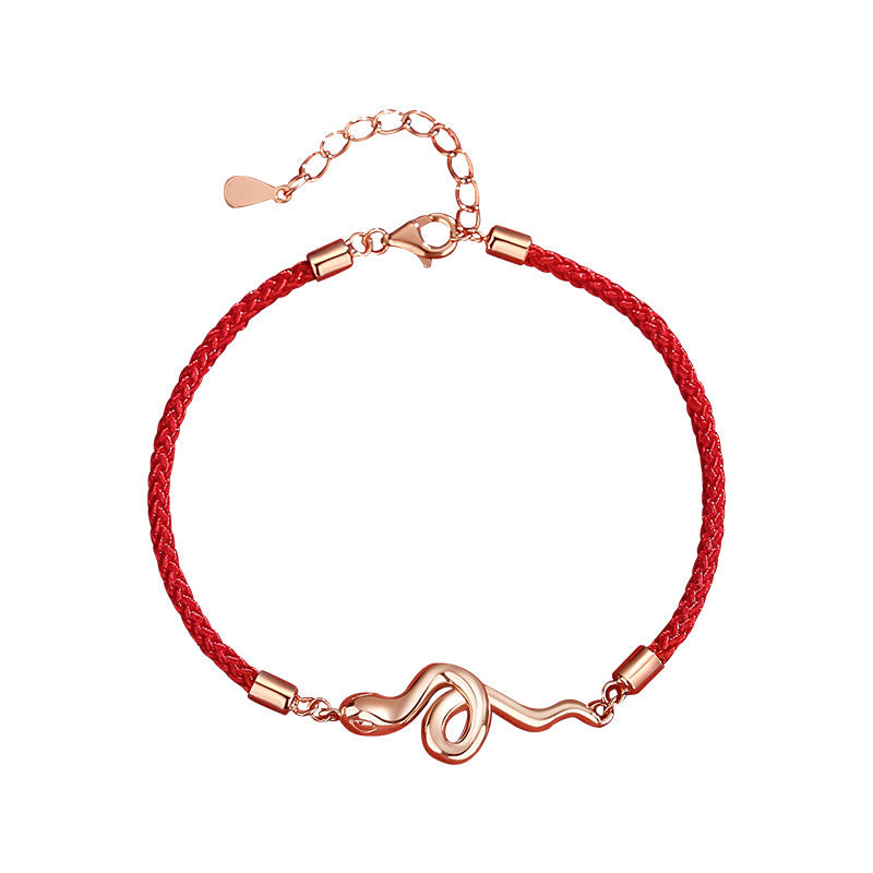 KarmaRipple's 925 Sterling Silver Year Of Snake Red String Protection Woven Bracelet p3