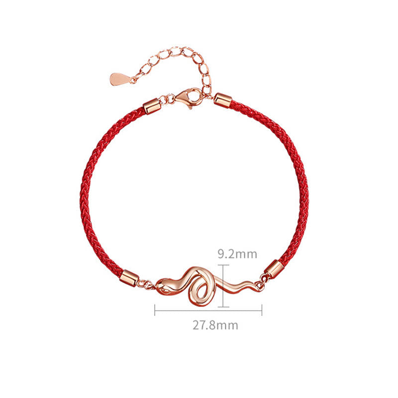 KarmaRipple's 925 Sterling Silver Year Of Snake Red String Protection Woven Bracelet p4