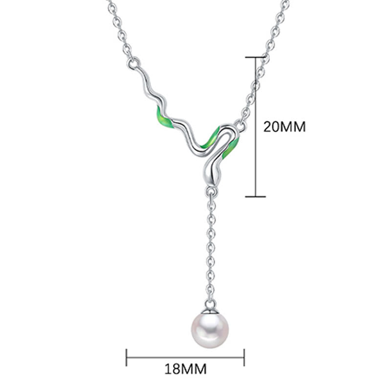 KarmaRipple's 925 Sterling Silver Pearl Bead Year Of The Snake Balancing Pendant Necklace p6