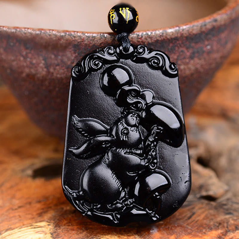 KarmaRipple's Chinese Zodiac Obsidian Purification Fulfilment Pendant Necklace p5