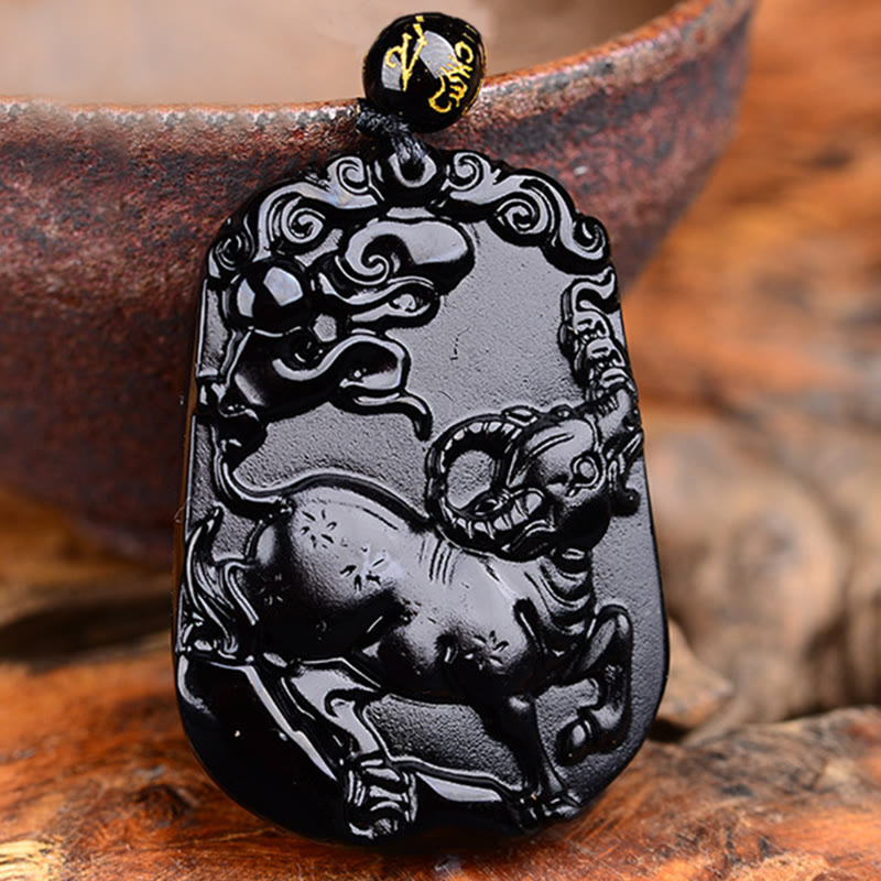 KarmaRipple's Chinese Zodiac Obsidian Purification Fulfilment Pendant Necklace p3