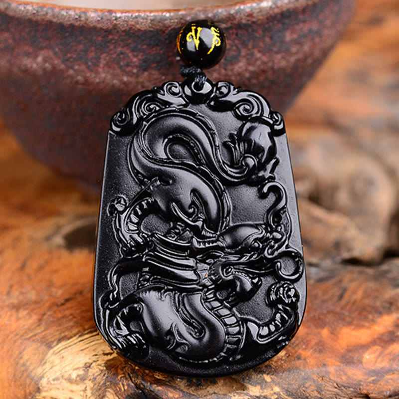 KarmaRipple's Chinese Zodiac Obsidian Purification Fulfilment Pendant Necklace p52
