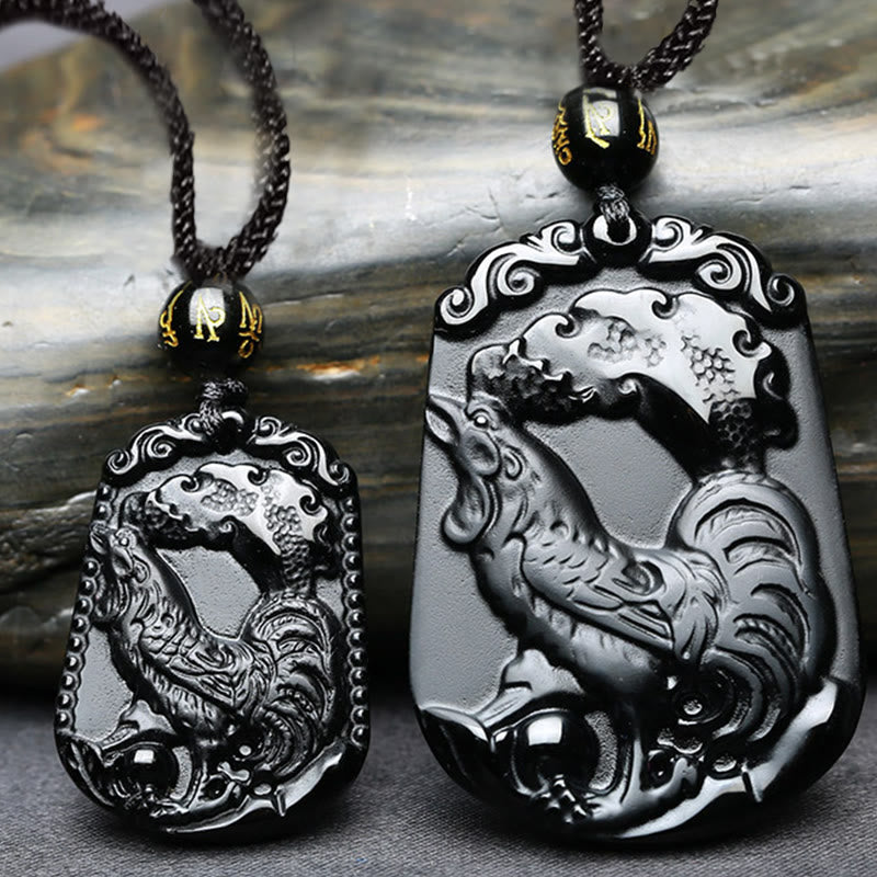 KarmaRipple's Chinese Zodiac Obsidian Purification Fulfilment Pendant Necklace p36