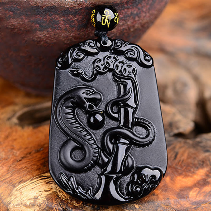 KarmaRipple's Chinese Zodiac Obsidian Purification Fulfilment Pendant Necklace p25