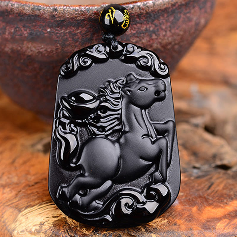 KarmaRipple's Chinese Zodiac Obsidian Purification Fulfilment Pendant Necklace p7