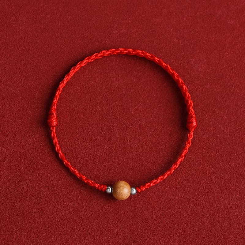 KarmaRipple's Authentic Peach Wood Bead Fortune Woven Bracelet Anklet p29
