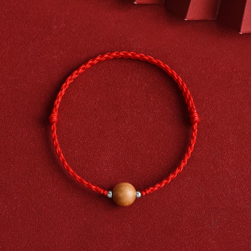 KarmaRipple's Authentic Peach Wood Bead Fortune Woven Bracelet Anklet p31