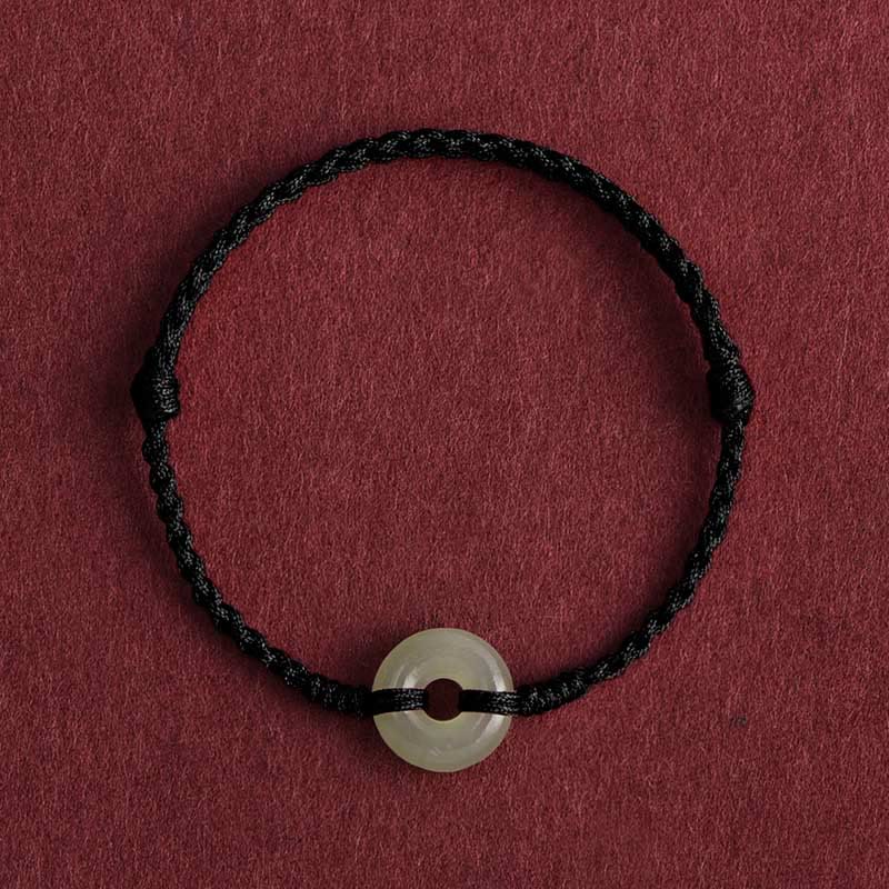KarmaRipple's Authentic Hetian Jade Peace Buckle Protection Fortune Woven Bracelet Anklet p3