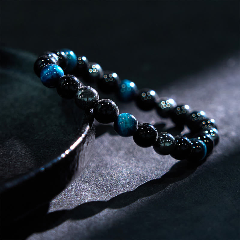 KarmaRipple's Authentic Tiger's Eye Obsidian Hematite Positive Powerful Bracelet p25