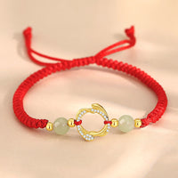 KarmaRipple's Red String Hetian Jade 925 Sterling Silver Cubic Zirconia Year of the Snake Protection Bracelet