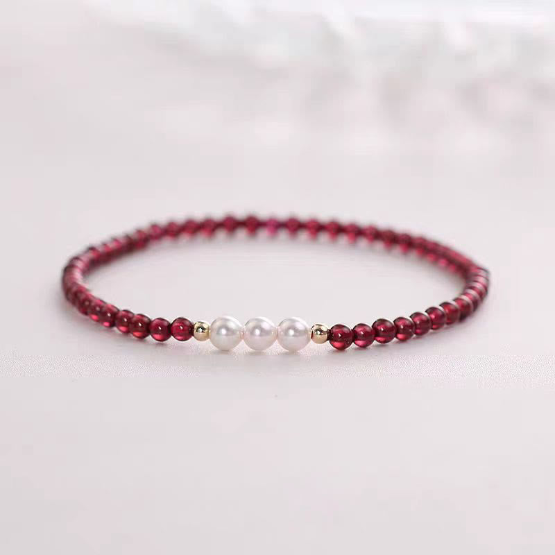 KarmaRipple's Authentic Small Garnet Pearl Beadwork Protection Bracelet p7