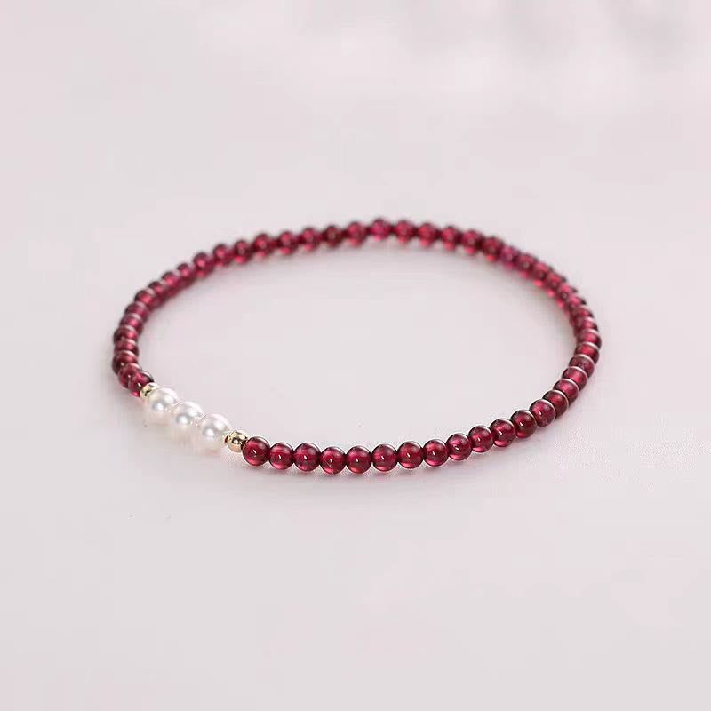 KarmaRipple's Authentic Small Garnet Pearl Beadwork Protection Bracelet p8