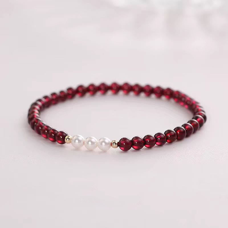 KarmaRipple's Authentic Small Garnet Pearl Beadwork Protection Bracelet p5