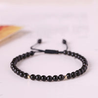 KarmaRipple's Small Black Obsidian Beadwork Fulfillment Rope Bracelet