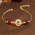 Hetian Jade 925 Sterling Silver Plated 14K Gold / Wrist Circumference: 14-17cm