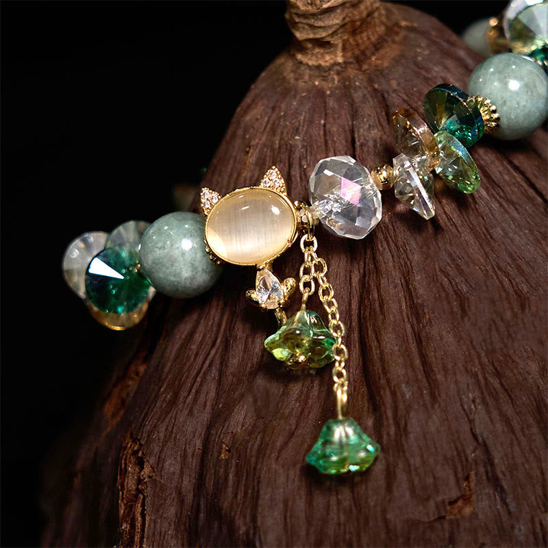 KarmaRipple's Amethyst Green Gemstone Red Gemstone Cat Balance Bracelet p15