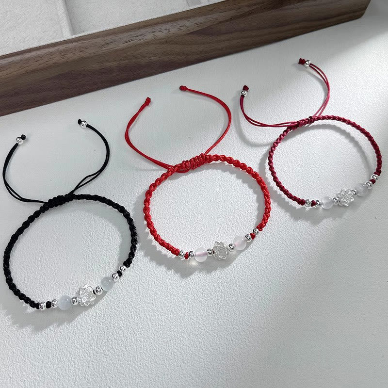 KarmaRipple's 999 Sterling Silver Lotus Design Cat's Eye Bead Protection String Bracelet p8