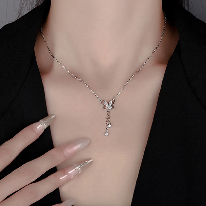 KarmaRipple's 999 Sterling Silver Tridacna Stone Butterfly Calm Pendant Necklace p10