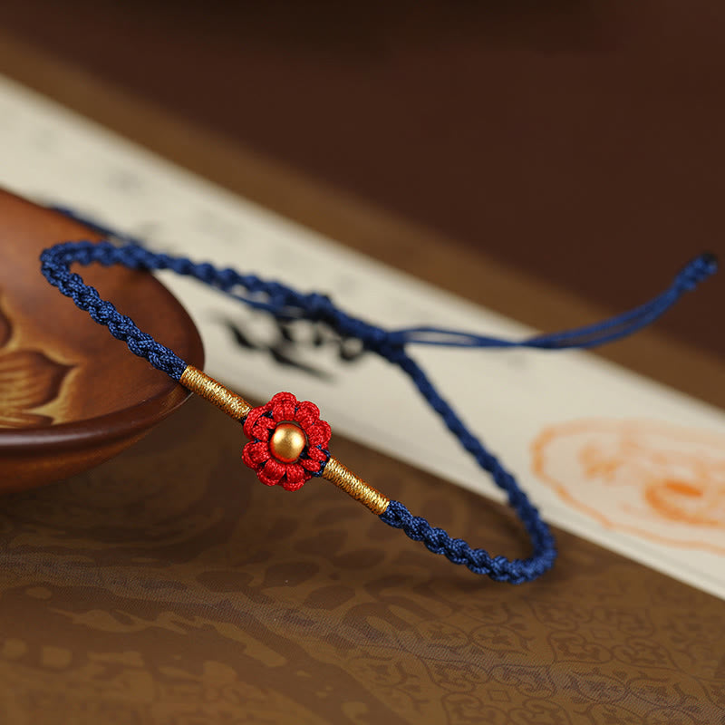 KarmaRipple's 999 Gold Mini Bead Handmade Flower Design Fortune Protection?Rope Bracelet p2
