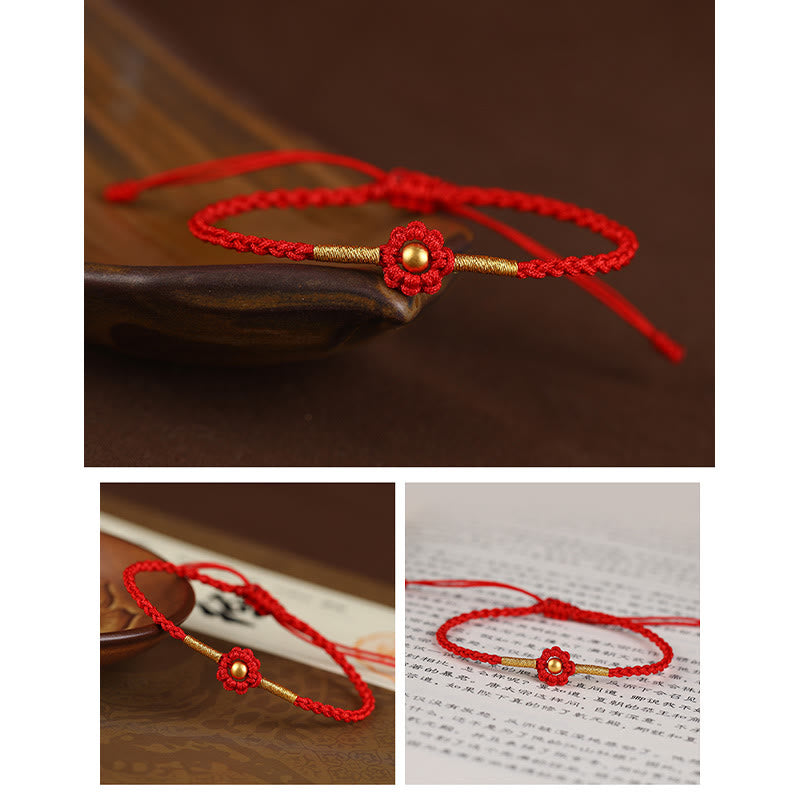 KarmaRipple's 999 Gold Mini Bead Handmade Flower Design Fortune Protection?Rope Bracelet p9