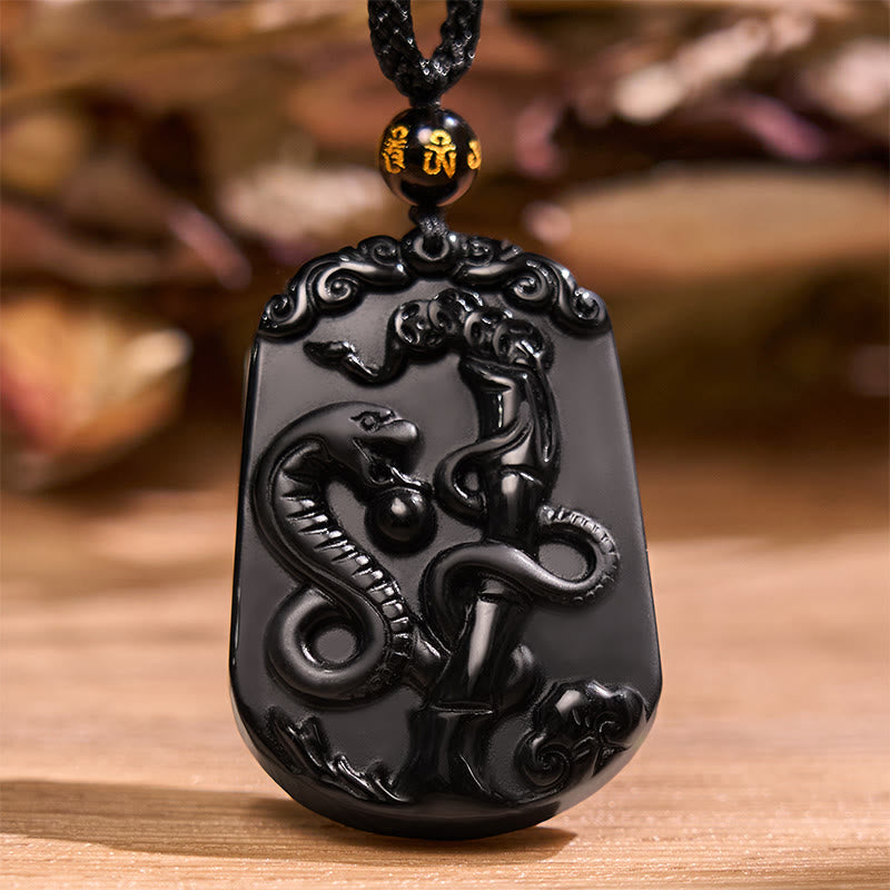 KarmaRipple's Chinese Zodiac Obsidian Purification Fulfilment Pendant Necklace p22