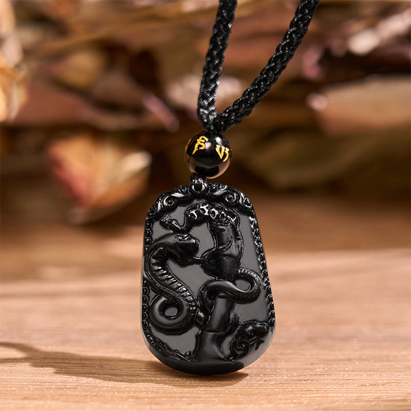 KarmaRipple's Chinese Zodiac Obsidian Purification Fulfilment Pendant Necklace p21