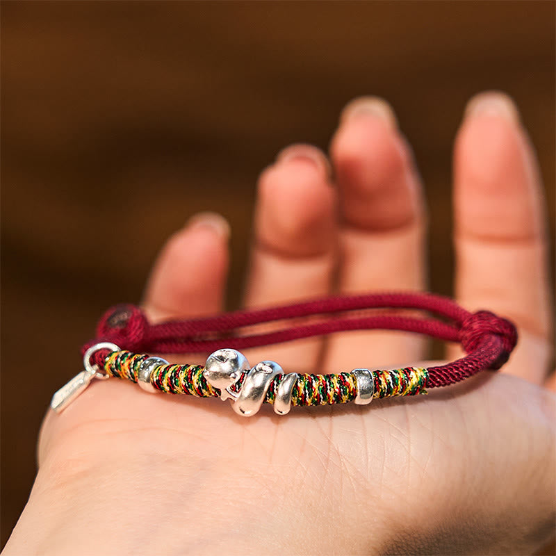 KarmaRipple's 999 Sterling Silver Year Of Snake Red String Happiness Protection Woven Bracelet p9