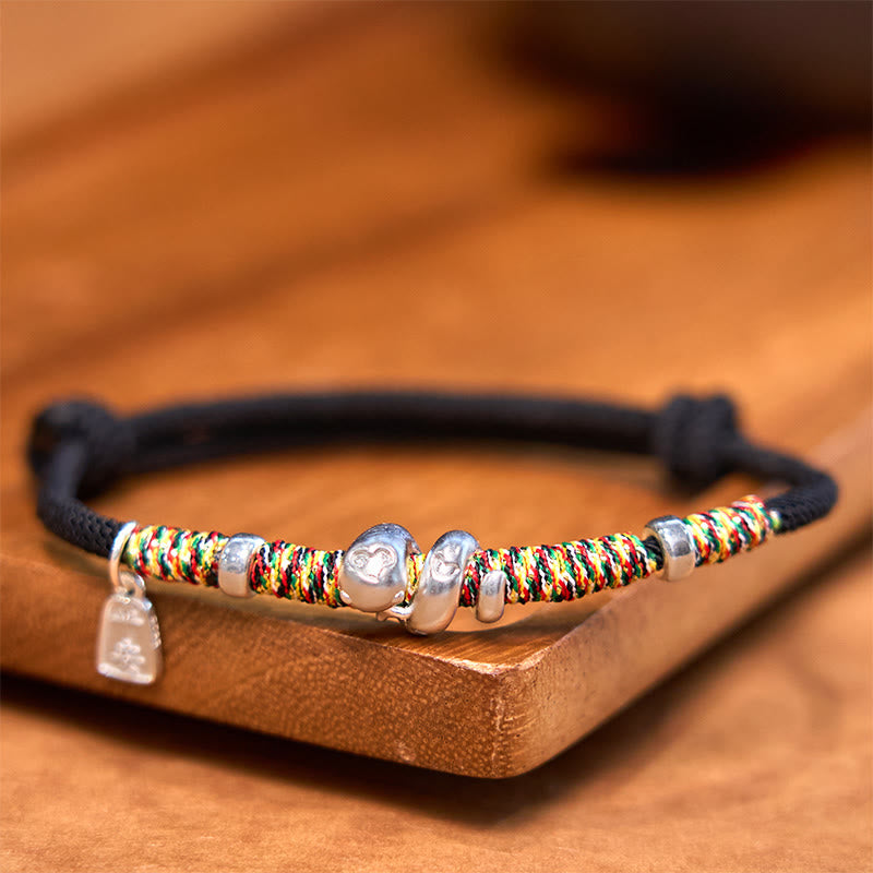 KarmaRipple's 999 Sterling Silver Year Of Snake Red String Happiness Protection Woven Bracelet p2