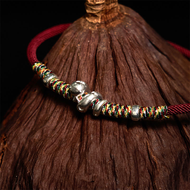 KarmaRipple's 999 Sterling Silver Year Of Snake Red String Happiness Protection Woven Bracelet p5
