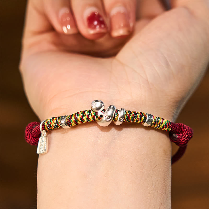 KarmaRipple's 999 Sterling Silver Year Of Snake Red String Happiness Protection Woven Bracelet p6