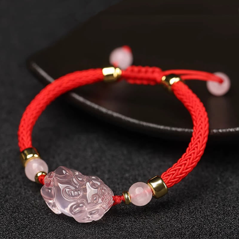 KarmaRipple's PiXiu Pink Gemstone Wealth String Woven Bracelet p9