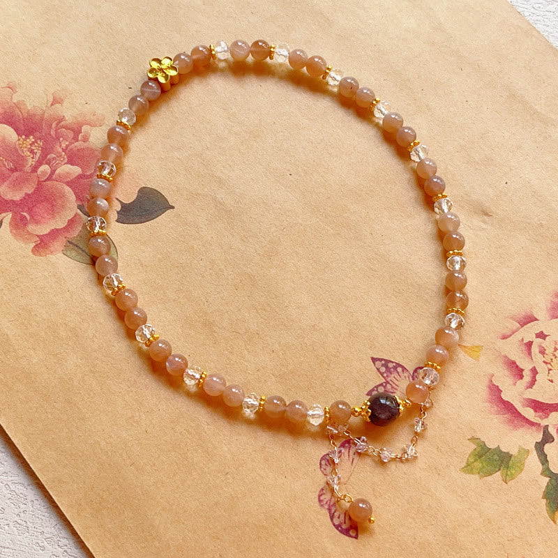 KarmaRipple's Sun Stone Gemstone Peach Blossom Wealth Double Wrap Bracelet p5