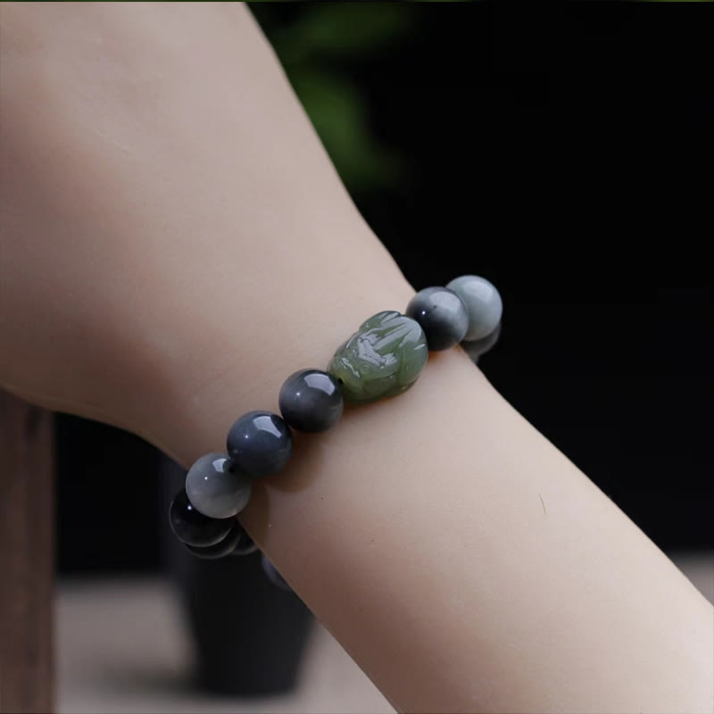 KarmaRipple's Authentic Eagle's Eye Stone Hetian Jade Pixiu Confidence Bracelet p5