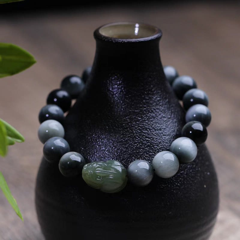 KarmaRipple's Authentic Eagle's Eye Stone Hetian Jade Pixiu Confidence Bracelet p2