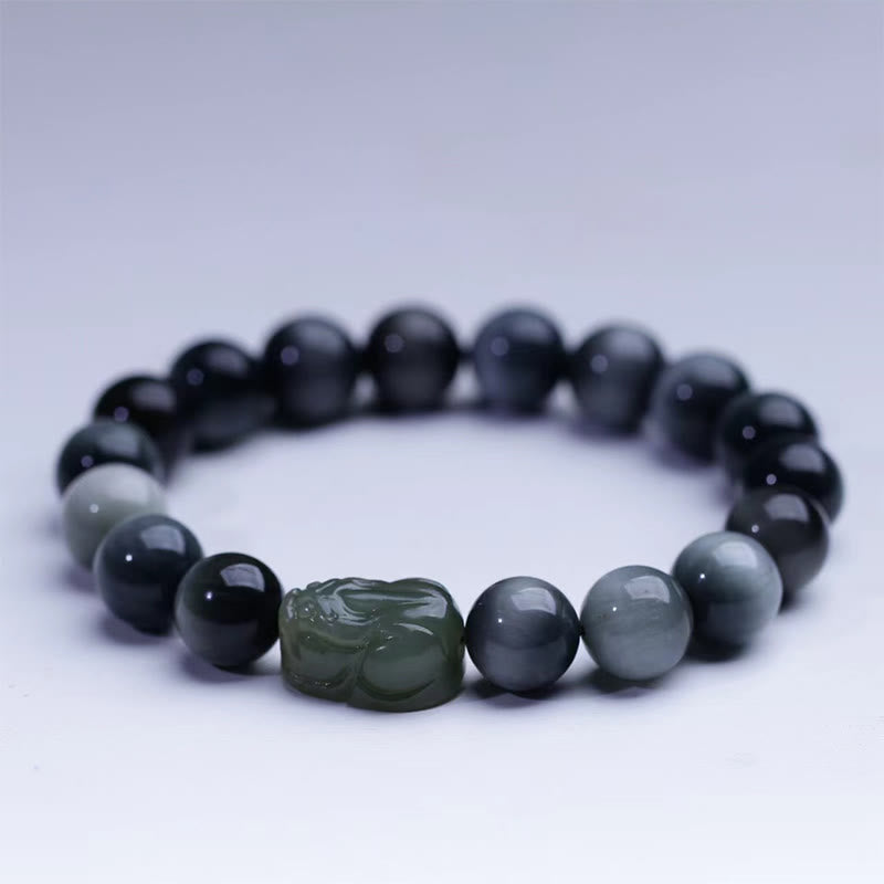 KarmaRipple's Authentic Eagle's Eye Stone Hetian Jade Pixiu Confidence Bracelet p7