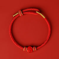 KarmaRipple's Chinese Zodiac Red String Eight Thread Peace Weave Cinnabar Protection Fortune Bracelet
